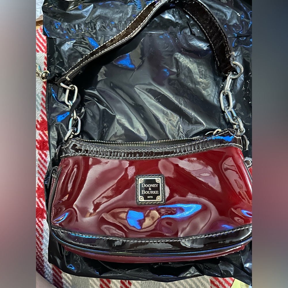 Dooney & Bourke Deep Apple Red and Black Shoulder Bag